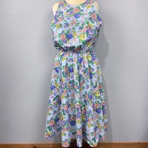 Vintage R&K Originals Midi Dress Sz 16 Floral‎ Cotton Pockets Cottagecore Garden